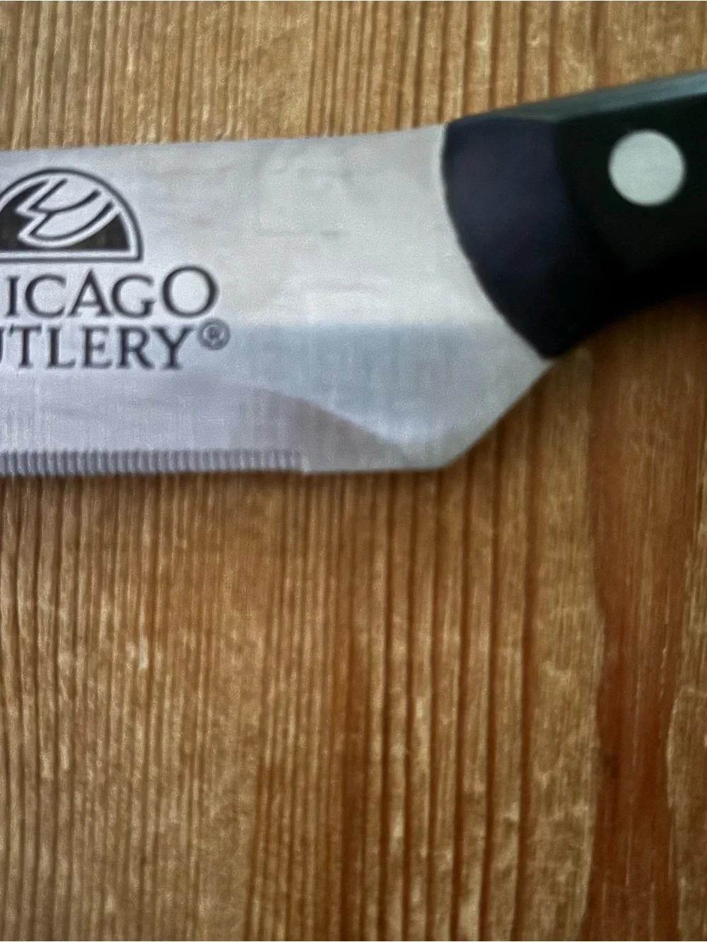 Chicago Cutlery 8” Chef Knife Black Handle Stainless Steel Vintage Kitchen Knife